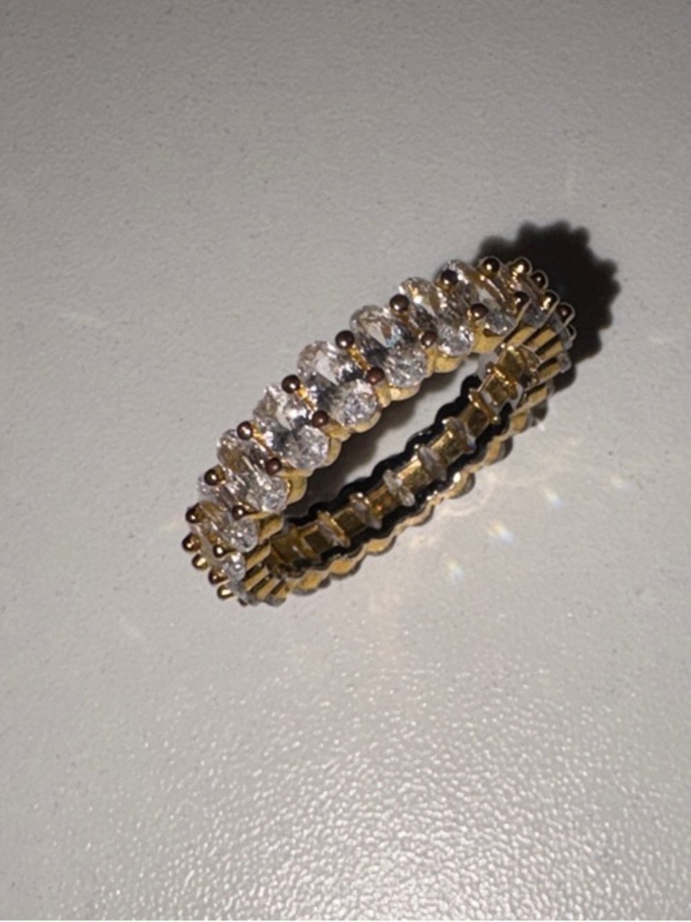 Gold-Tone Crystal Eternity Band — Clear Stone Ring